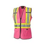 Pioneer Safety Vest for Women with Pockets - Hi-Vis Reflective Tape - for Construction - Pink