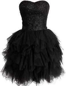 FAIRY COUPLE Tulle Strapless Evening Cocktail Party Homecoming Dress D0237 10 Black