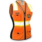 KwikSafety (Charlotte NC) First Lady Safety Vest for Women | Class 2 ANSI OSHA PPE | High Visibility Heavy Duty Mesh Pockets Zipper | Hi-Vis Construction Work Hi-Vis Surveyor Female | Orange Medium