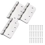 FORTSTRONG Commercial Grade Ball Bearing Door Hinge - Stainless Steel Heavy Duty - Interior and Exterior Doors - Outdoor & Indoor - Reversible - 3 Pack - Silver - 4" (10.16cm)