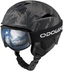 Odoland Snowboard Helmet, Ski Helmet with Ski Goggles for Adults, Durable PC Shell & EPS Foam, Safety Snow Helmets Goggles for Men Women Youth, Rock Black, S