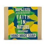 Faith In Nature Natural Grapefruit Hand Soap Bar, Invigorating, Vegan & Cruelty Free, No SLS or Parabens, 100g