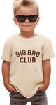 SANIXJOO Big Bro Club Shirt Toddler Baby Boys Promoted to Big Brother T-Shirt Announcement Short Sleeve Sibling Outfit(Light Khaki,5-6Years)