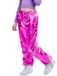 LOLANTA Baggy Pants for Kids Hip hop Dance Clothes Girls, Lovely Girls Dance Trousers (Rose, 12-14)