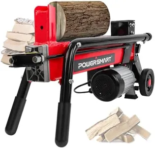 PowerSmart Electric Log Splitter 6-Ton - Efficient Wood Splitter with 3500 Motor Speed, 15 Amp, Horizontal Full Beam Design and Steel Wedge for Firewood & Kindling Cutting