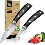 CoquusAid Paring Knife set, 2PCS small kitchen knife for fruit, 3.8 Inch Fruit knife and 2.75 inch Bird Beak peeling knife,Premium Germany Stainless Steel Ergonomic Handle,Elegant Black Ideal for Gift