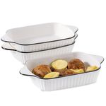 XINLTC 27oz Ceramic Baking Dish Set, Rectangular Small Baking Pan with Double Handles, Rectangular Casserole Dish Lasagna Pans for Cooking, Cake Dinner, Kitchen, 10.5 x 5.7 inch, 3-Piece (White)