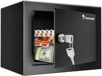 Bonsaii Safe Box with Key Lock, Steel Construction Money Safe Box, 0.22 Cubic Feet Small Hidden Safe Box for Home, Security Cabinet Safe Lock Box with Keys for Cash Jewelry, 6.69 x 9.06 x 6.69 Inches