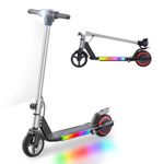 BIIST Srar Series Silver 6.5“ Foldable Electric Scooter for Kids, Front LED Lights and Multicolor Shining Lights on pad; Electrics Scooter for Kids Age 6+, Lightweight Kids e-Scooter