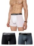 Modern Crew Men's Premium Ultrasoft Micromodal Trunks, Pack of 3, Anti-Odor and Anti-Bacterial, Multiple Solid Colours - Made in India (Medium, Lucent White, Turbulence Grey, Jet Black)