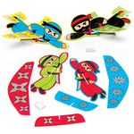 Baker Ross AC867 Ninja Flying Gliders-Pack of 8, Bulk Value Toys for Kids Party Bag Fillers, Outdoor Games, Prizes or as Good Behaviour Rewards, Assorted, 8 Pack