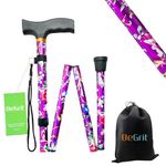 BeGrit Walking Sticks for Women Folding Walking Sticks Adjustable Walking Stick Collapsible Lightweight Flexible Stick Comfortable Grip Durable Mobility Aid for Ladies Men(Purple)