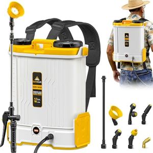 EarthCraft 4.2 Gal Battery Powered Backpack Sprayer Compatible with DeWalt 20V Battery (Tool Only), Equipped with Mixing System, Backpack Garden Sprayer with 6 Spray Nozzles for Lawn, Garden, Yard