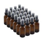 The Bottle Depot - 24 Pack - 1 oz Glass Spray Bottle - Clear Amber - 20-400 Neck Finish - Boston Round Bottles - UV Rays Protection