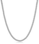 Evegfts Silver Chain for Men, 3.5MM Diamond Cut Men Necklaces Cuban Link Chain Necklace for Men Women Super Sturdy Shiny Mens Chain 18 Inch