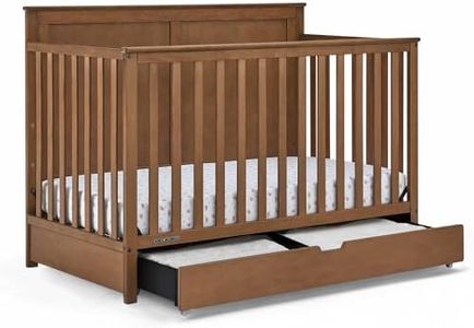 Simmons Kids Logan 6-in-1 Convertible Crib with Underdrawer - Greenguard Gold Certified, Chestnut