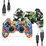 AUFGLO Gaming Controller for PS3, Wireless Move/Motion Controller Gamepad with Upgraded Joystick Compatible with Play Station - 3 (Graffiti + Camouflage)