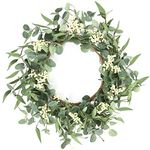 Pinkpum 20'' Eucalyptus Wreath for Front Door, Porch, Window - Green Decor for Home, Farmhouse - Spring, Summer, Fall, All Seasons