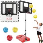 Kids Basketball Hoop with Stand,Adjustable Basketball Set Height 3.5ft-6.2ft, 3 Ball, Toddler Basketball Toys for Boys Age 3 4 5 6 7 8, Mini Basketball Goals for Indoor Outdoor Backyard Sport Game