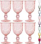 Pink Wine Glasses Set of 6 Pink goblets Colored Glassware Pink Glassware for Wedding Champagne Flute Colored Wine Glasses Vintage Wine Glasses Pink Glassware or Vintage Glassware