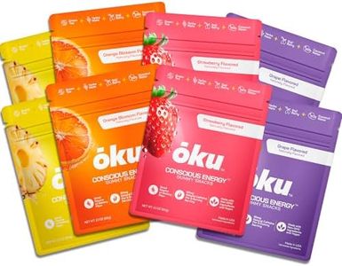 ōku Energy Chews Variety Pack of 8 - Natural Caffeine with Coconut Water, Allulose & Fiber - Perfect for Runners, Travelers & Anyone Needing a Boost, Non-GMO - Gluten Free - Vegan Snacks