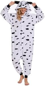 CANASOUR Dalmatians Onesie Unisex Pajamas For Women Dot Dog Cosplay Couples Halloween One Piece Anime Christmas Costume Adults (Medium, Dalmatians)