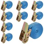 JMIATRY 8 Pcs Heavy Duty Ratchet Straps, 6m x 25mm Ratchet Tie Down Straps with 800kg Break Strength, Small Adjustable Ratchet Strap for Vans, Motorcycle, Trucks and Trailer