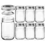 MEETOZ Glass Regular Mouth Mason Jars, 17 oz Clear Glass Jars with Silver Metal Lids for Sealing, Canning Jars for Food Storage(6 PACK)