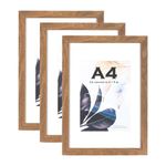 Brown Wooden Picture Frame A4 with Mount,Set of 3,A4 Picture Frame,A4 Poster Frame,A4 certificate frame,Freestanding and Wall Mountable…