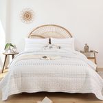 JANZAA King Quilt Boho Bedding King Bedspreads Gray Quilt 3PCS with 2 Pillow Cases Reversible Coverlet Bedding Set for All Season