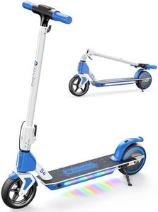 isinwheel S4 Kids Electric Scooter Ages 6-14, 200W Foldable E-Scooter with 3 Speed Modes (5/8/12 MPH), LED Display & Colorful Lights, Bluetooth, for Boys & Girls