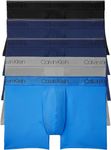 Calvin Klein Men's Micro Stretch 5-Pack Low Rise Trunk, 2 Blue Shadow, Black, Medium Grey, Cobalt, Large