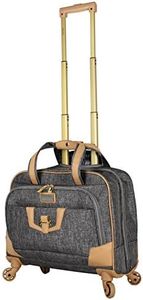 Nicole Miller New York Designer 17 Inch Carry On - Weekender Overnight Business Travel Luggage - Lightweight 4- Spinner Wheels Suitcase - Briefcase Rolling Bag for Women, Taylor Silver, One Size,