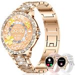 Smart Watch for Women Diamonds (Answer/Make Call),1.32''Touchscreen,Android Smart Watch with Heart Rate/Sleep Monitor,Smart Watch for iphone compatible with AI Voice,3 Bling Straps