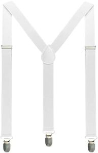 JEMYGINS White Mens Suspender with 3 Strong Clips Adjustable Braces(13)