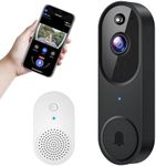 Hubposh Wi-Fi Smart Video doorbell Camera Wireless with Motion Detection, Night Vision, Cloud Storage, Two Way Audio, Chime Ringer Included (Black)