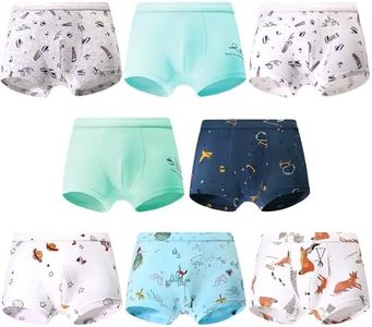 Child Boy Undwear Cotton Boxer Briefs Breathable Kids Animal Car Children Underpants Soft 8 Packs For 4-14 Kids (US, Digital, 10, Regular, Navigation Space)