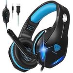 Stynice GH-2 Stereo Gaming Headset for Xbox One PS4 PS5 PC Noise Cancelling Over Ear Gaming Headphones with Mic LED Light Comfortable Earmuffs for Gamer