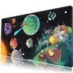 Space Planet Mouse Pad Desk Mat Cute Large Gaming Mouse Pad Anime Desk Pad Mousepad XXL Extended Keyboard Mat Mouse Mat 31.5''X15.7'' Non-Slip Rubber Base with Stitched Edges-Black