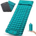 Self Inflating Camping Sleeping Mat - 10cm Thick Waterproof Inflatable Roll Camping Mattress Connectable Double Camp Air Bed Compact Sleeping Pad for Outdoor Hiking Backpacking Tent (Blue & Grey)