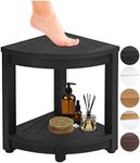 ROHKEX Black HIPS Waterproof Corner Shower Stool for Shaving Legs – Easily Assembled Corner Bench for Inside Bath