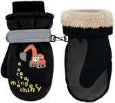 HolyElks Kids Ski Mitten Toddler Winter Waterproof Snow Gloves Unisex Cold Weather Warm Mittens for Girls Children Boys Skiing Snowboarding (Black)