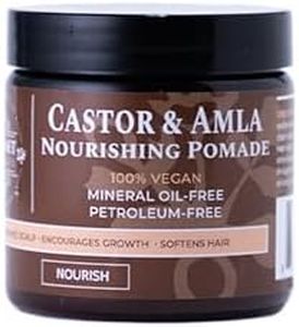 Qhemet Biologics Castor & Amla Nourishing Pomade - Vegan Pomade and Scalp Conditioner with Castor Oil and Amla - Adds Softness, Pliability & Sheen to Locs, Cornrows, Twists & Loose Hair (4 oz)