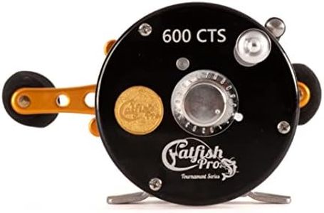 Catfish Pro Tournament Series 600CTS Round Baitcasting Reel - 6+1 Stainless Steel Ball Bearings, 5.3:1 Gear Ratio, 19lb Drag, Brass Gears, Centrifugal Brake, Durable & Powerful for Fishing!