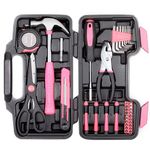 CARTMAN 39Piece Tool Set General Household Hand Tool Kit with Plastic Toolbox Storage Case Pink