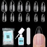 TOMICCA Medium Almond Nail Tips, 240Pcs 12 Size S Almond False Nail Tips with Nail Glue Nail File, Acrylic Clear False Nails with Glue Kit, Nail Art Manicure Decorations for Girls Women