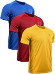 Neleus Men's 3 Pack Mesh Quick Dry Athletic Running Workout Shirt,5033,Blue,Red,Yellow,US XL,EU 2XL