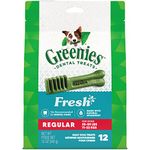 GREENIES Adult Dog Treats Fresh REGULAR Natural Dental Care, (12 Treats) 12oz. Pack