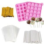 221Pcs Cake Pop Kit - Silicone Cake Pop Mould with 20 Sticks, 100 Bags & 100 Twist Ties, Complete Set for Cake Pop Maker, Lollipop, Chocolate and Baking