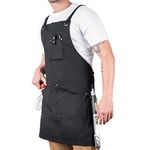 Texas Canvas Wares Professional Grade Adjustable Bib Apron for Kitchen with 3 Pockets for Men, Women, Chef, BBQ, Grill with Towel Loop (Black, Cotton)